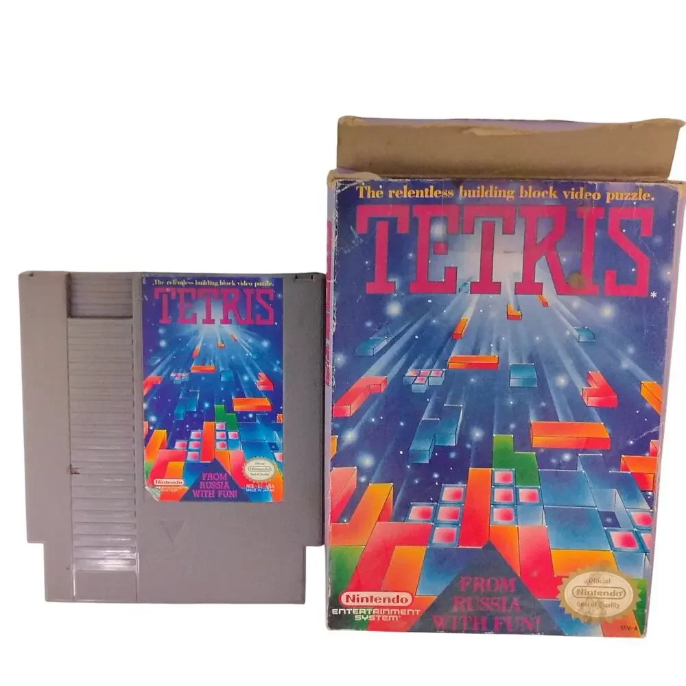 Tetris Game Cartridge & Original Box Nintendo Entertainment System 1985 NES